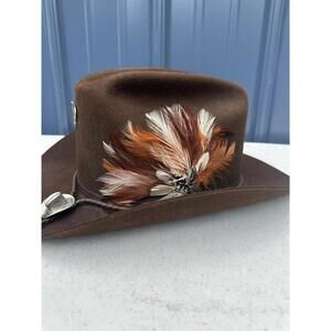 Vintage John B Stetson 3X Beaver XXX Stetson Cowboy Hat Brown - 6 7/8 Feather